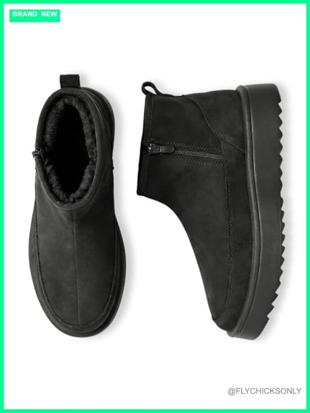 Winter Snow Boots Women Faux Fur Lined Suede Platform Ankle Booties